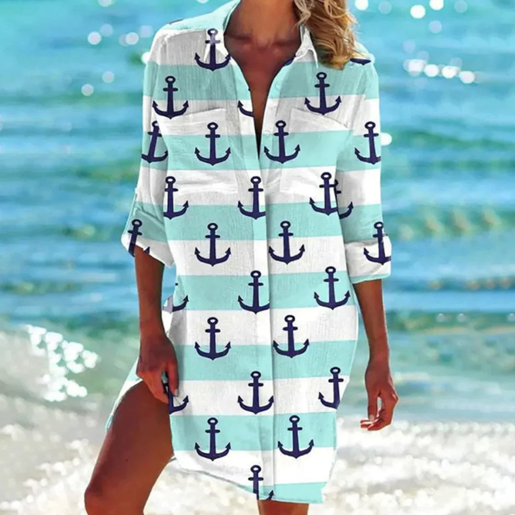 Versatile short sleeve women's shirt, wide neckline, perfect for spring and summer fashion.