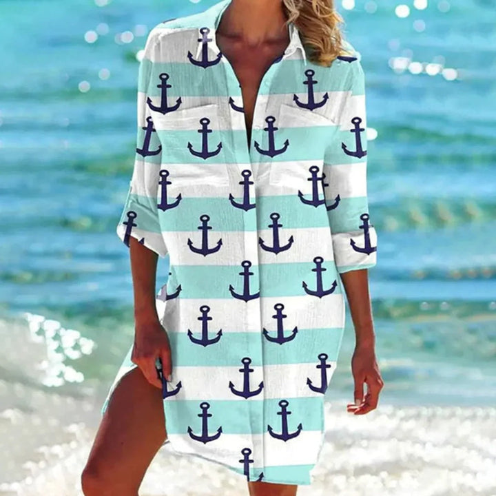 Versatile short sleeve women's shirt, wide neckline, perfect for spring and summer fashion.