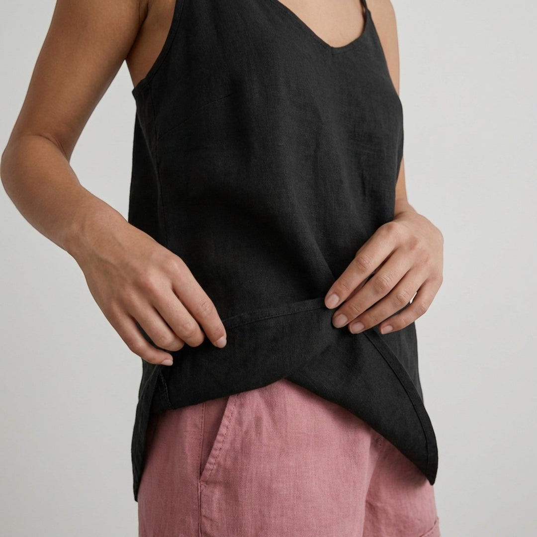 Warm weather women's tank top, relaxed fit with spaghetti straps for effortless style.