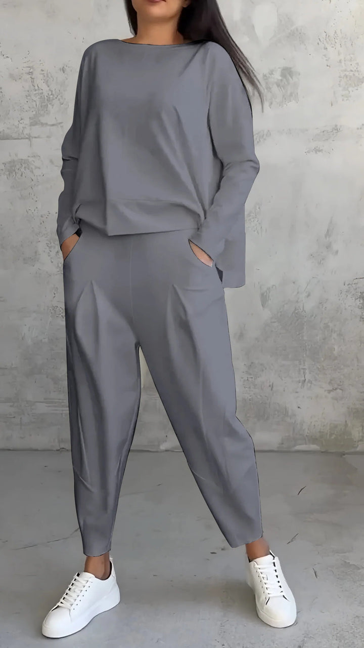 Detail shot of a women's cozy loungewear set, showcasing the quality and soft feel of the fabric.
