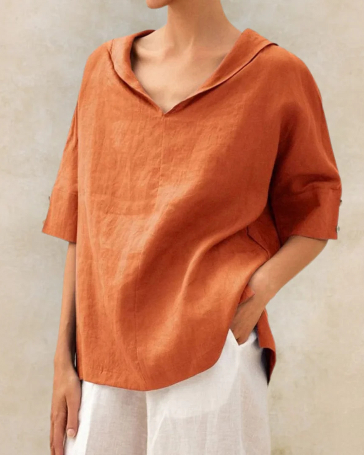 Comfortable women's relaxed fit V-neck top with short sleeves. Ideal for easy, everyday casual wear & versatile styling.