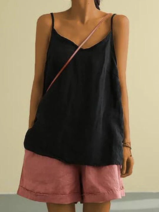 Everyday essential women's V-neck cami tank. Sleeveless, relaxed fit with adjustable straps for comfort.