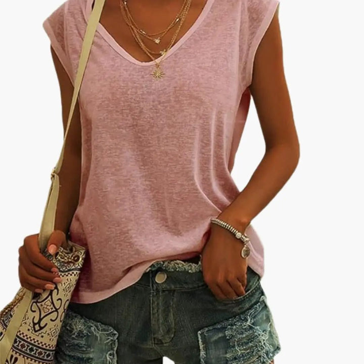 Everyday women's sleeveless V-neck top with a relaxed fit for easy, comfortable casual wear.