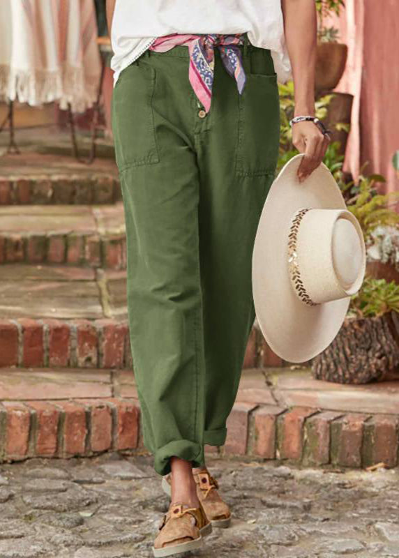 Women's high-waisted wide leg trousers with adjustable waist, offering a relaxed & comfortable fit.