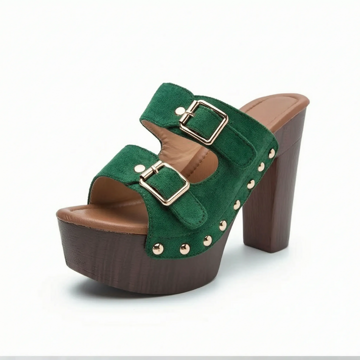 Stylish women's platform sandals with a thick block heel and open toe, versatile for elevated summer fashion.