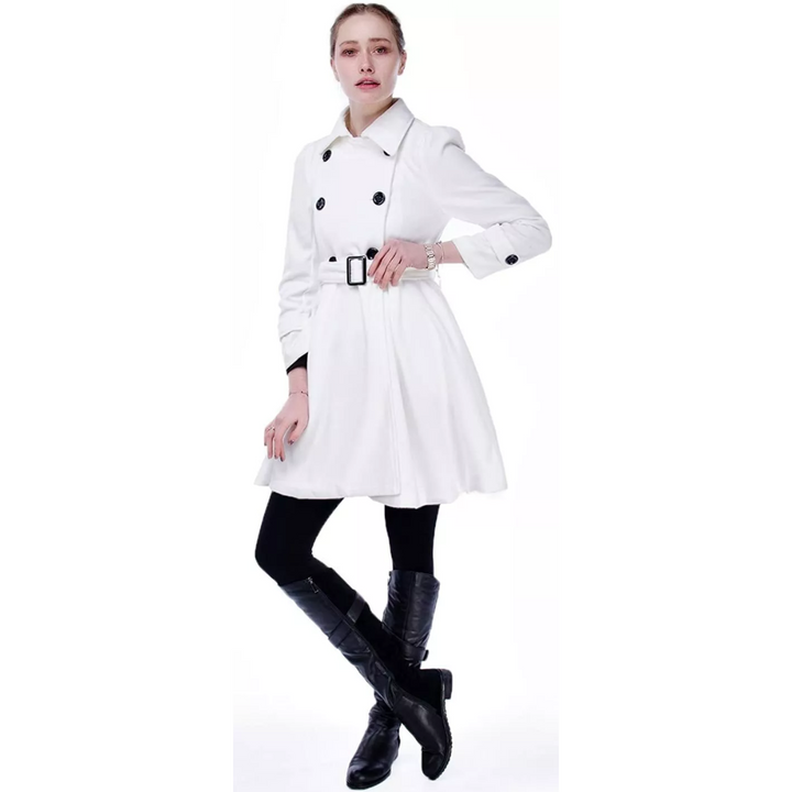 Premium Women's Reversible Belted Peacoat, elegant long sleeve winter fashion.