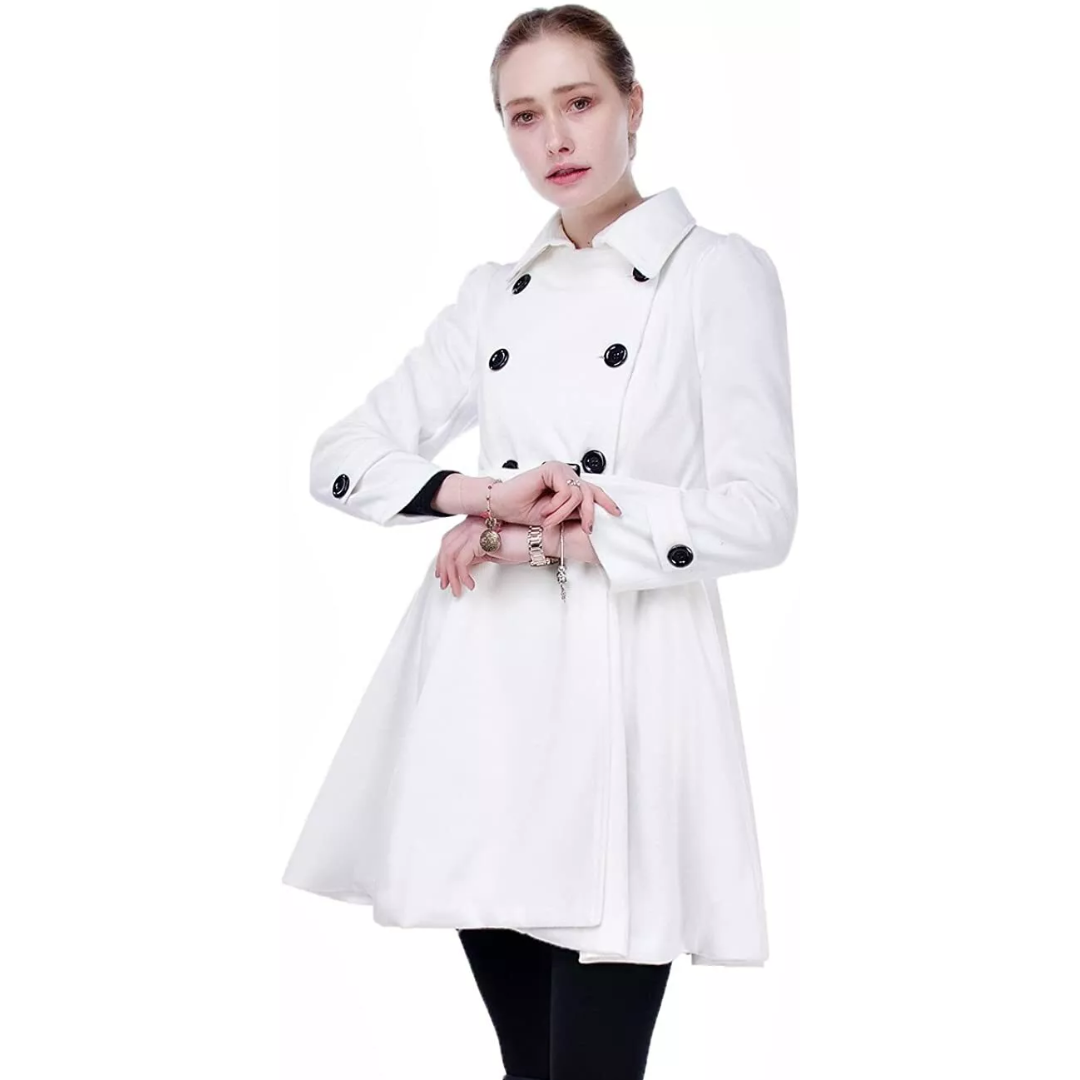 Multi-color Reversible Women's Peacoat, belted for a tailored and warm fit.