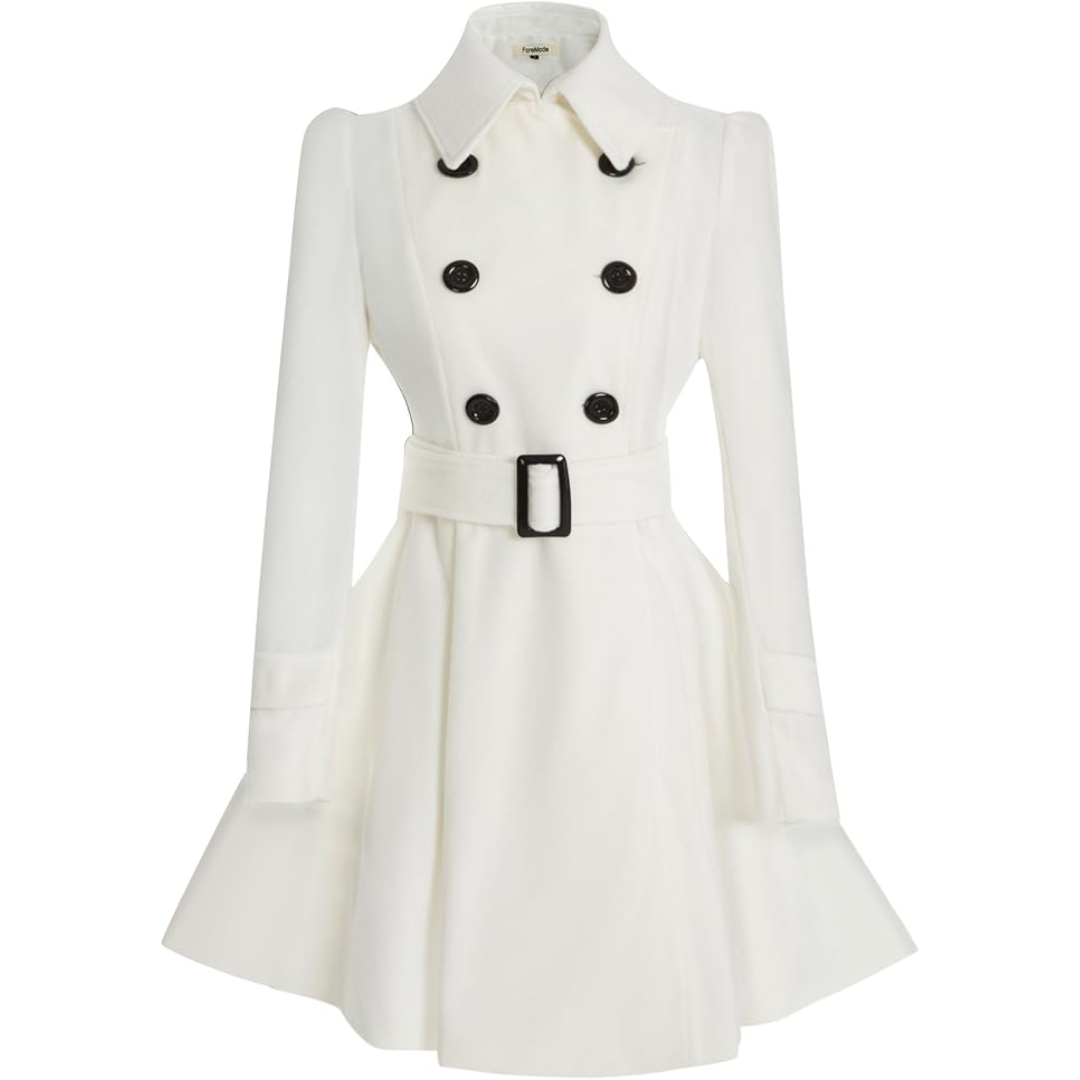 Classic Reversible Women's Peacoat with a belt, perfect for fall & winter fashion.