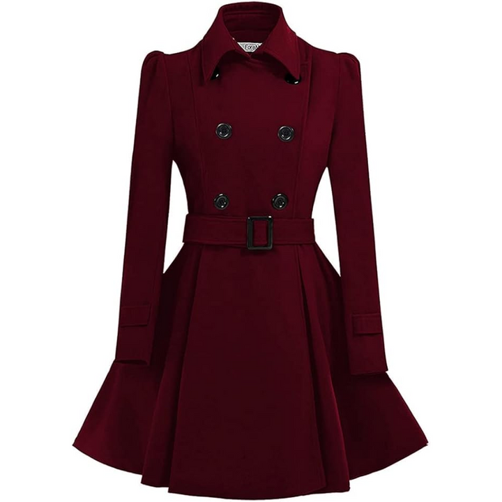 Warm Multi-color Reversible Peacoat for women, long sleeve, chic fall/winter outerwear.