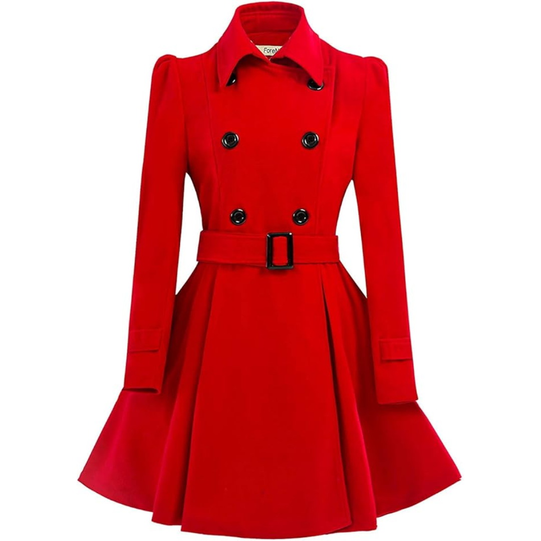 Women's Classic Belted Peacoat, reversible design offering two stylish looks.
