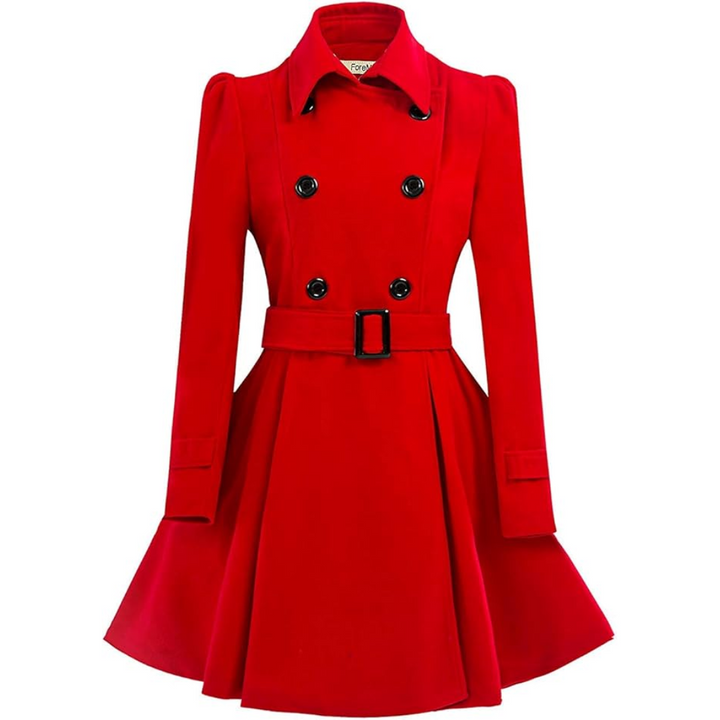 Women's Classic Belted Peacoat, reversible design offering two stylish looks.