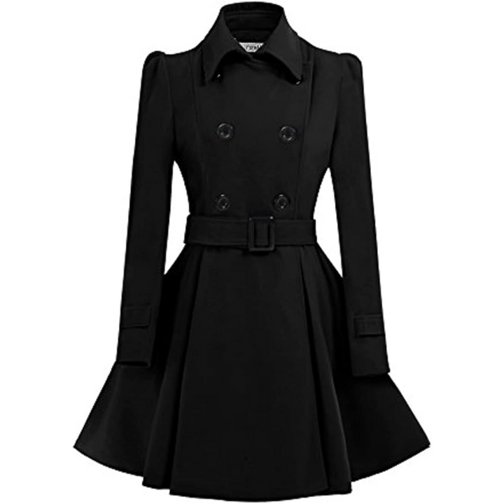 Chic Reversible Women's Belted Peacoat, ideal for elegant winter fashion.