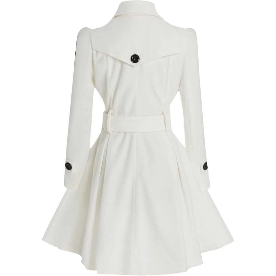 Two-tone Women's Reversible Peacoat, belted for classic style & warmth.