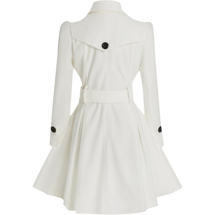 Two-tone Women's Reversible Peacoat, belted for classic style & warmth.