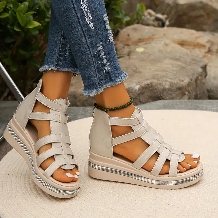 Women's summer sandals with dazzling rhinestones & orthopedic support for ultimate comfort.