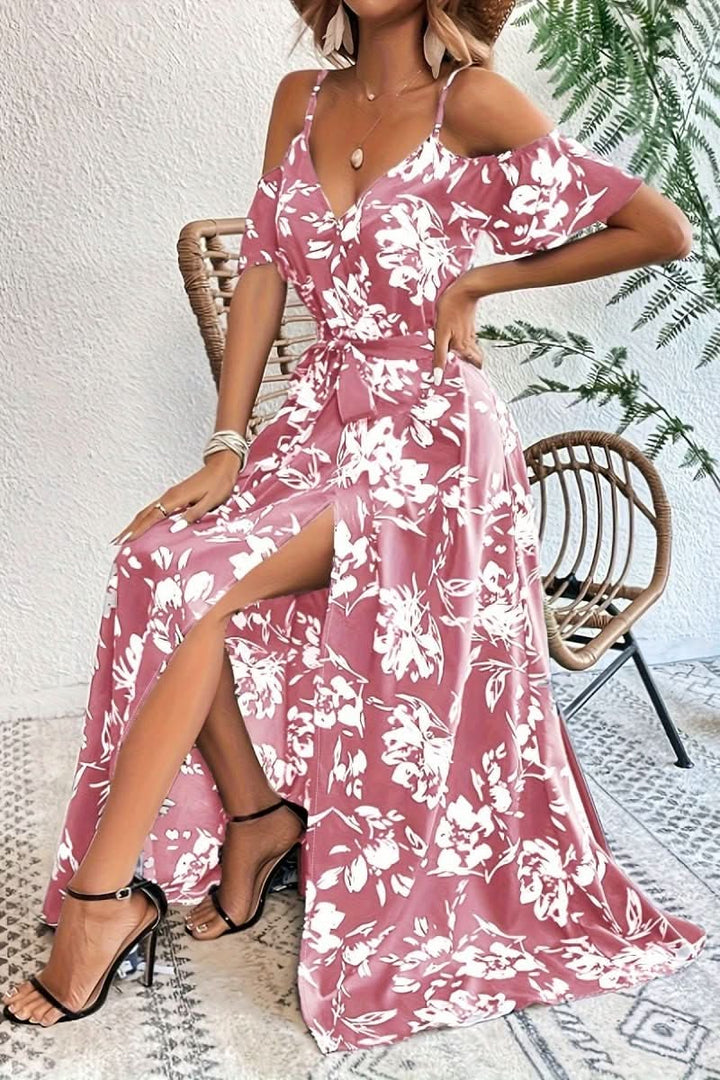 Stunning formal cold shoulder maxi dress for women, perfect for elegant parties and celebrations.