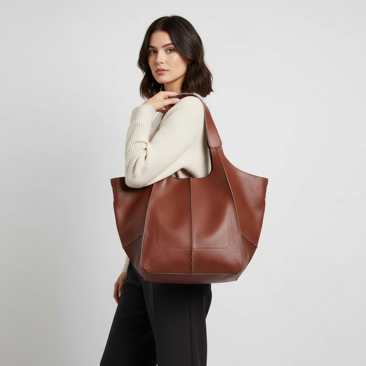 Versatile women's vegan leather tote, ideal for work, travel, or daily essentials.