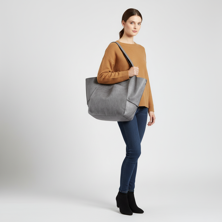 Comfortable women's shoulder bag, roomy vegan leather tote for everyday use.