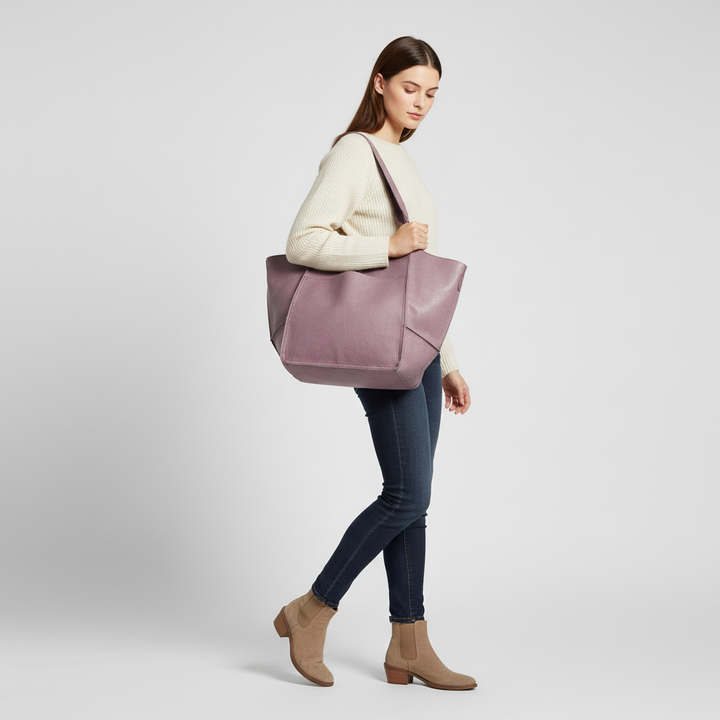 Roomy interior vegan leather tote bag for women, carries all your daily essentials easily.