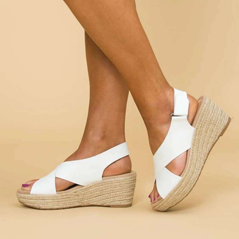 Perfect women's summer sandals: rope wedge platforms with crisscross straps for beach and travel.
