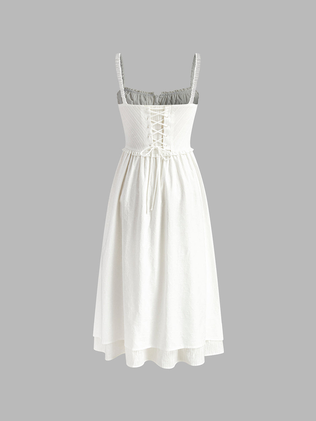 Women's plain sleeveless midi dress with a fashionable ruffle hem, a versatile piece for any wardrobe.