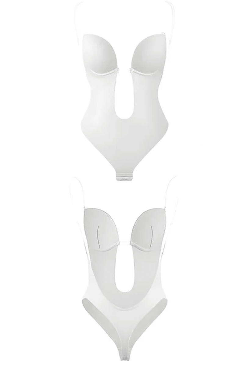 Back view of a seamless backless body shaper, designed for ultimate discretion and comfort.