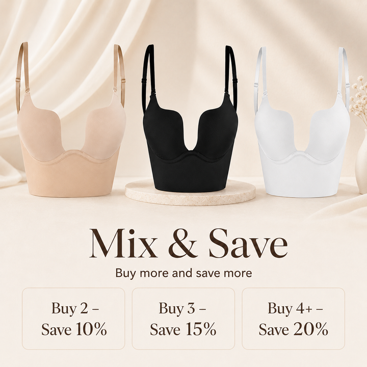 Women's seamless low back convertible bra for versatile styling under backless dresses & tops.