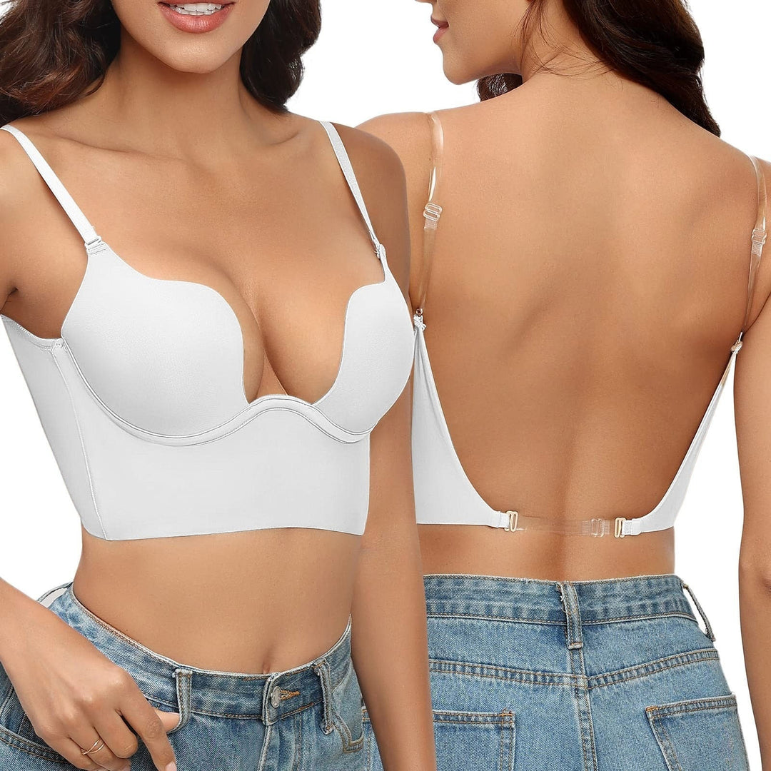 Women's seamless convertible bra with low back design, offering backless support and a natural push-up effect.