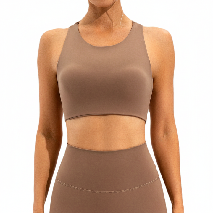 High-waisted seamless workout leggings & matching Ainsley performance top for women's fitness.