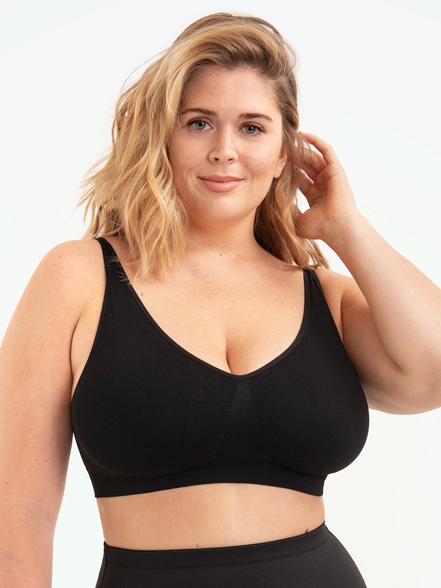 Elena women's seamless wire-free sports bra for comfort and light support in activewear & intimates.