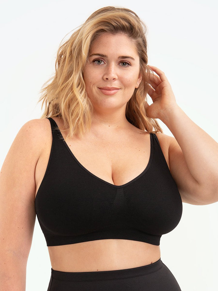 Elena women's seamless wire-free sports bra for comfort and light support in activewear & intimates.