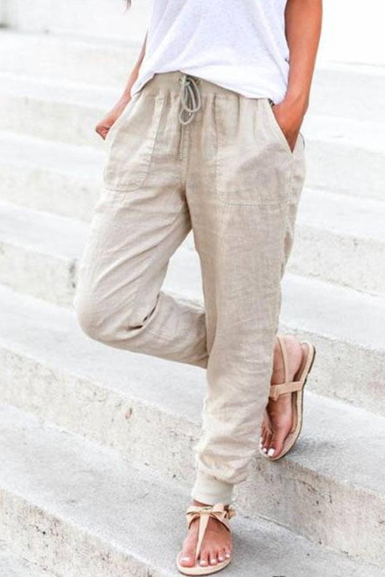 Women's Sedona casual trousers, tapered design & comfortable elastic drawstring waist.