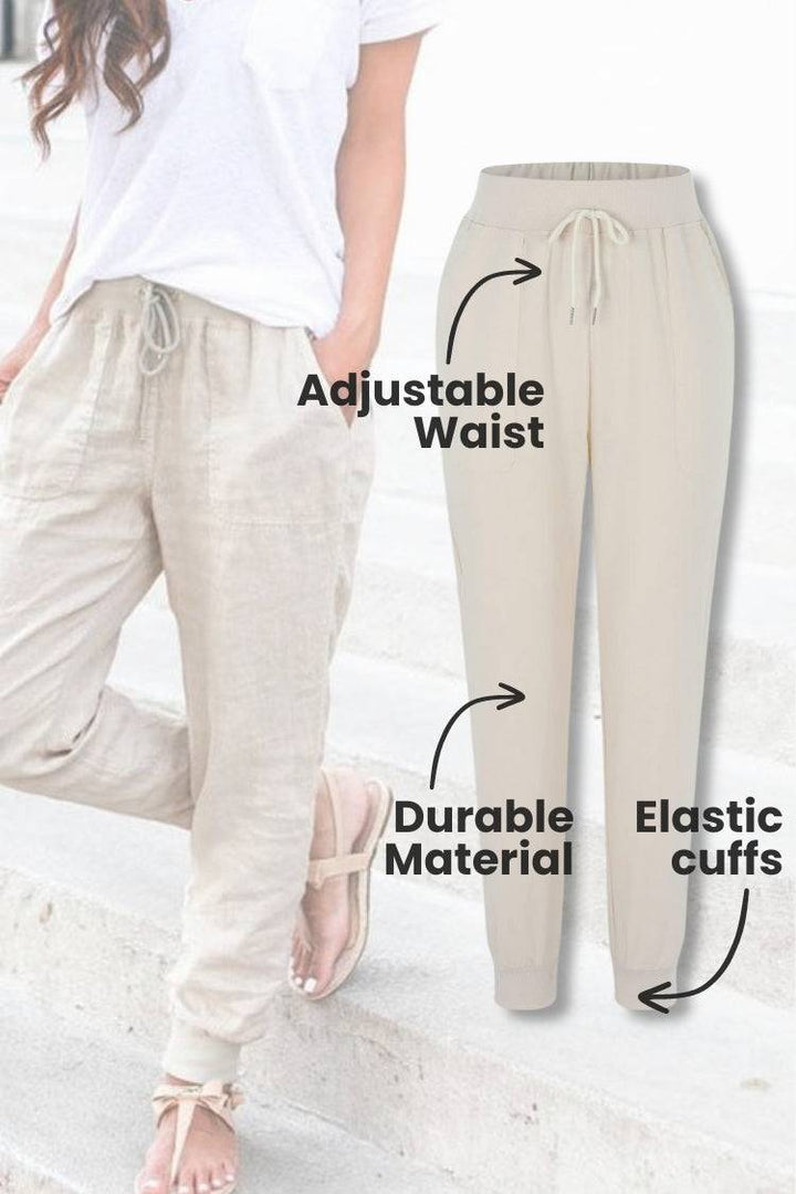 Women's Sedona tapered casual jogger trousers with comfortable elastic drawstring waist.