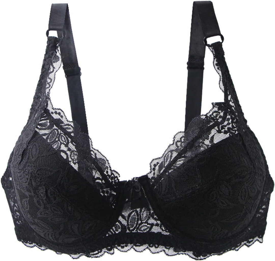 Alluring women's plus-size lace push-up bra with delicate lace details and good lift.