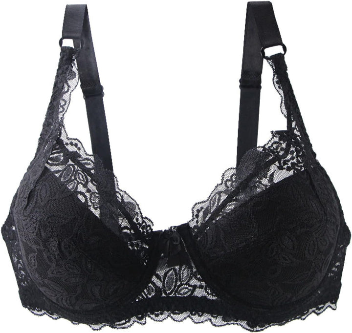 Alluring women's plus-size lace push-up bra with delicate lace details and good lift.