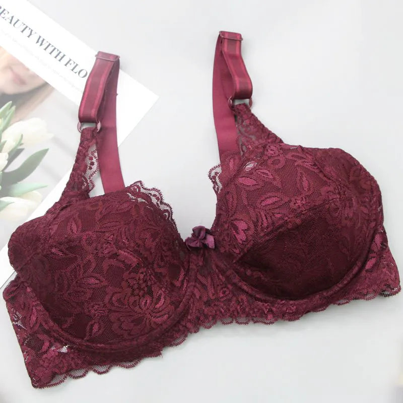 Women's full figure push-up bra with beautiful lace overlay, underwire, and adjustable comfort.