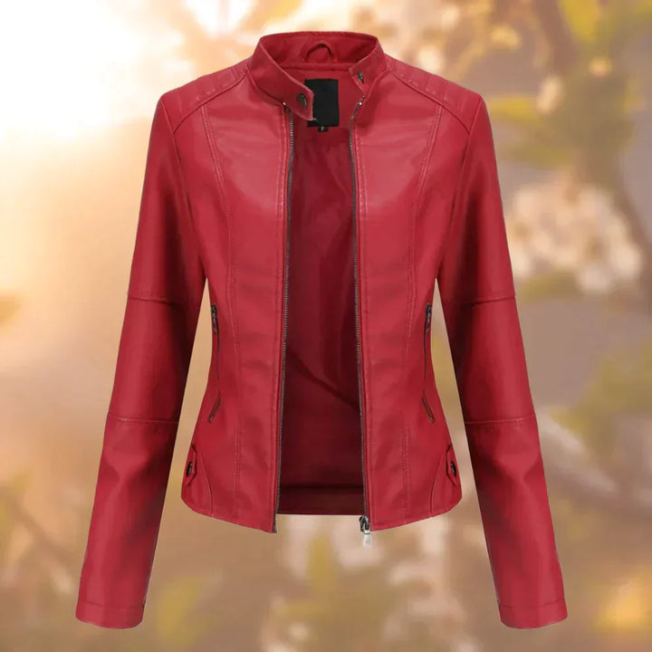 Women's stylish & edgy sleek biker jacket. Comfortable, versatile outerwear for modern women's fashion & casual looks.