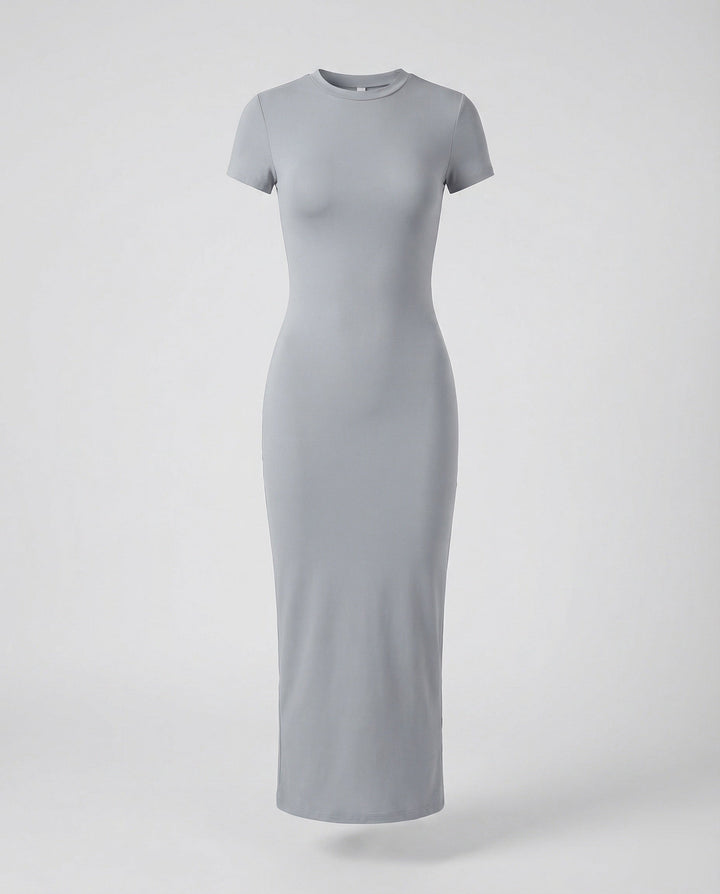 Comfortable & stylish women's crew neck short sleeve bodycon maxi dress, a fitted modern choice.