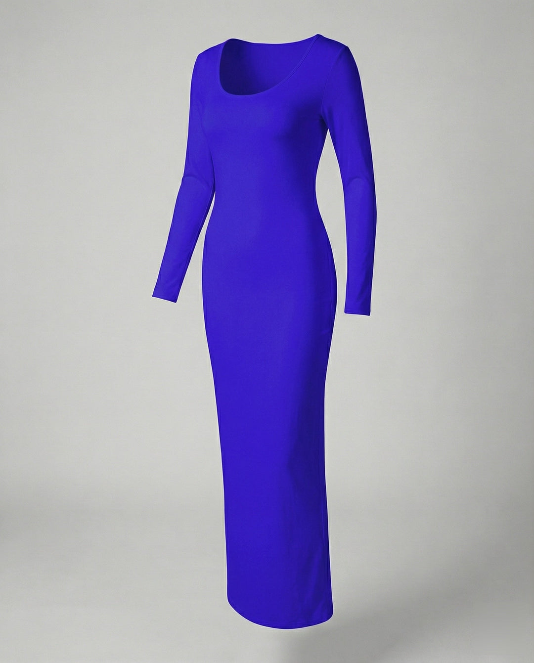Chic women's long sleeve scoop neck maxi dress, designed with a bodycon fit for a modern and elegant fashion statement.