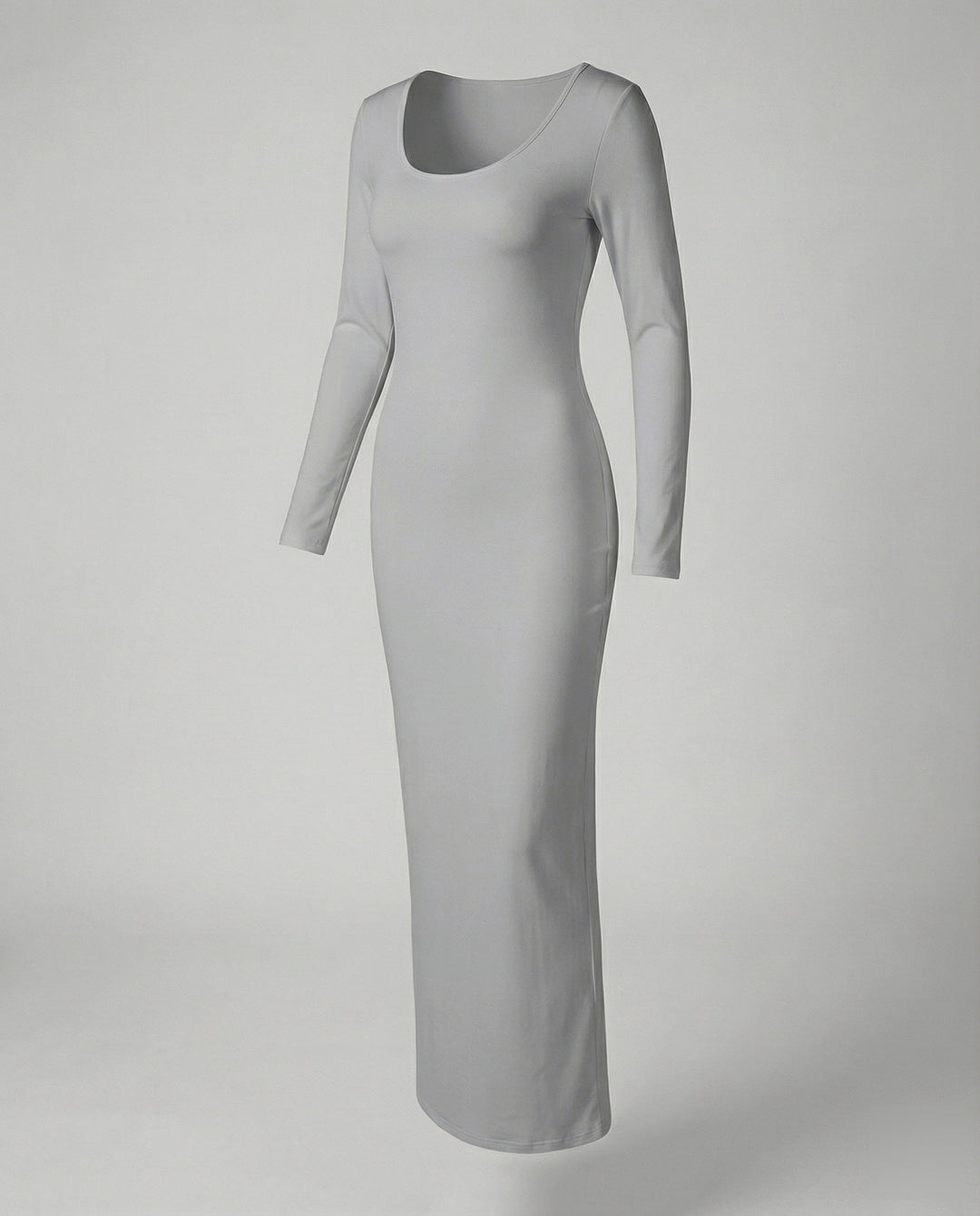 Women's fitted long sleeve maxi dress with scoop neck, enhancing your figure for a confident and elegant appearance.