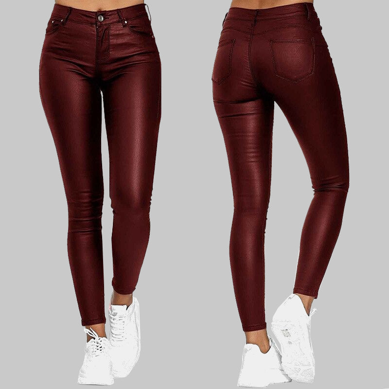 Modern women's sleek slim-fit dress pants with a high waist, perfect for a trendy and elegant outfit.