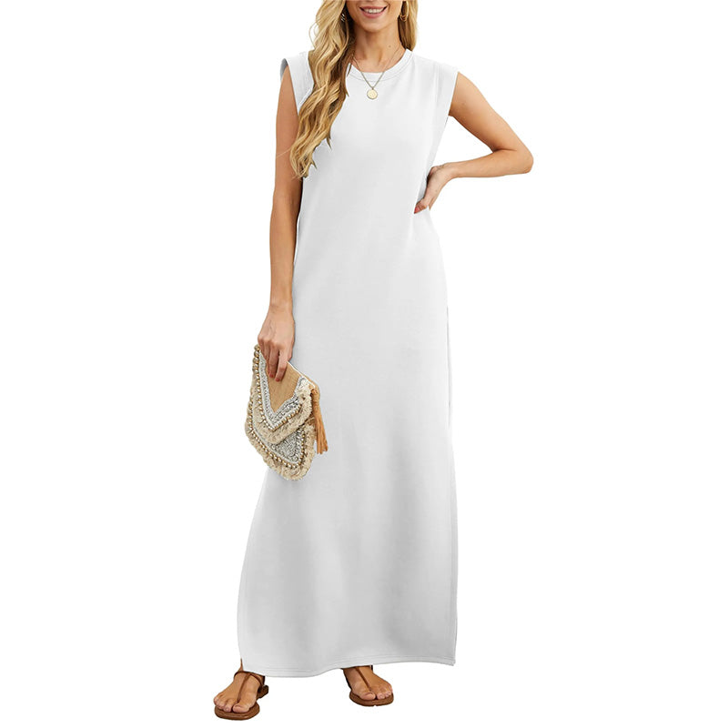 Effortless women's sleeveless maxi dress, comfortable fashion for casual spring & summer style.