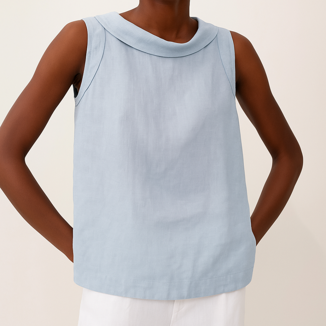 Comfortable women's sleeveless blouse with a classic round neck. Great for relaxed fit & versatile styling.