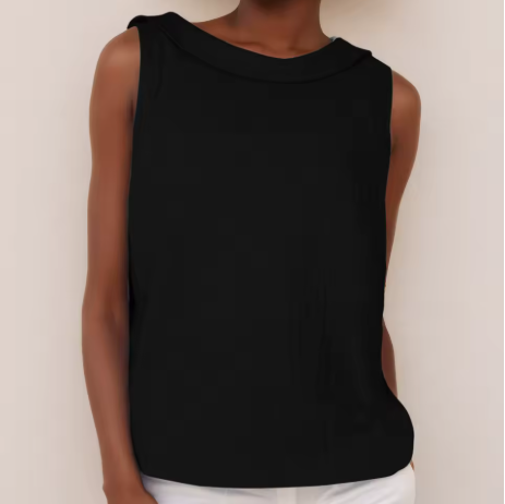 Elegant women's sleeveless blouse, round neck design. A versatile top for office, casual, or weekend wear.