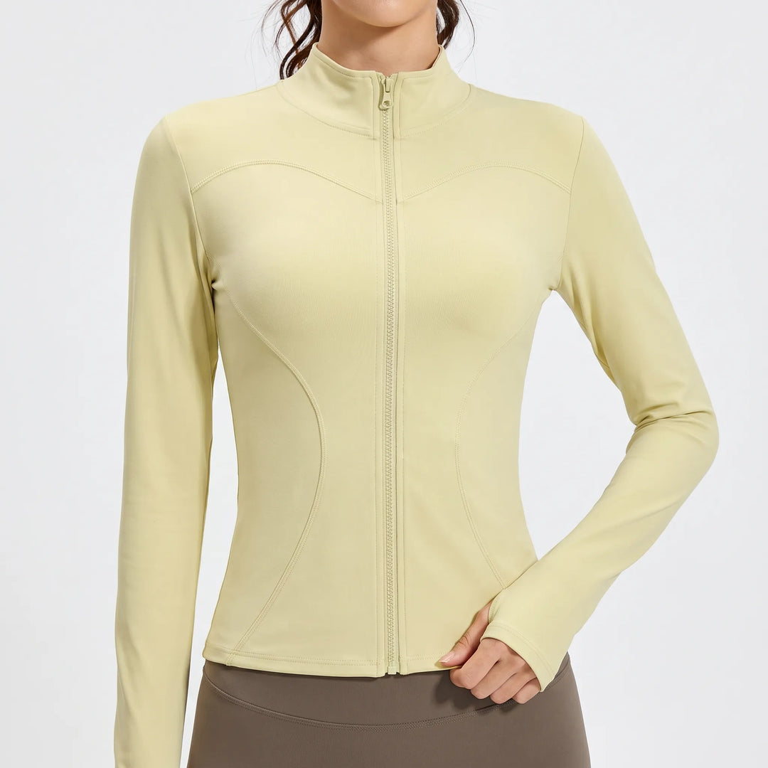 Women's running jacket, a slim-fit active top with long sleeves for outdoor sports.