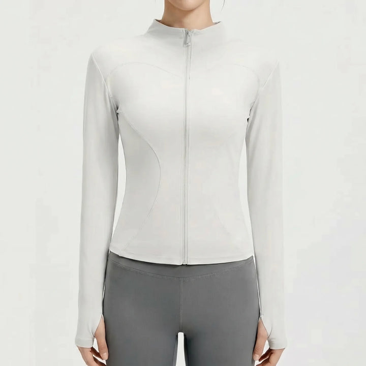 Ladies' sports jacket, slim-fit design for comfortable gym sessions & outdoor running.
