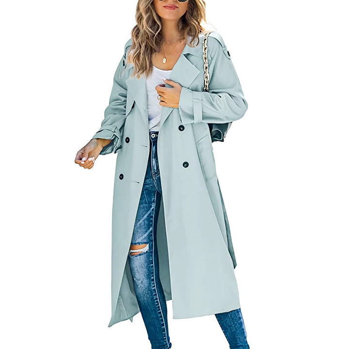 Effortless women's slim fit trench coat, a stylish and comfortable jacket perfect for daily wear.