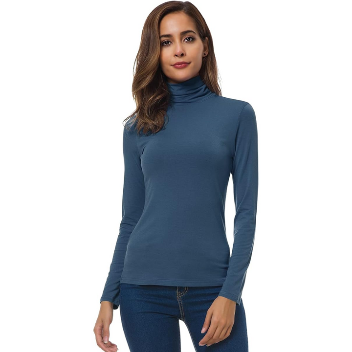 Petra women's slim fit turtleneck, long sleeve, essential layering top for everyday fashion.