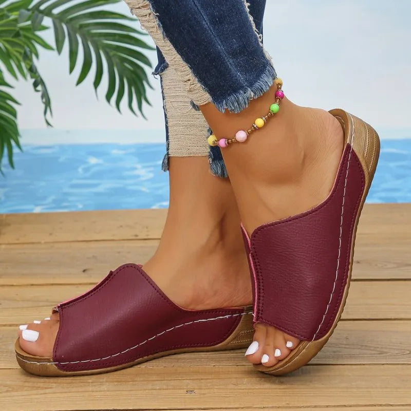 Stylish women's platform wedge sandals with an easy slip-on design for ultimate outdoor comfort.