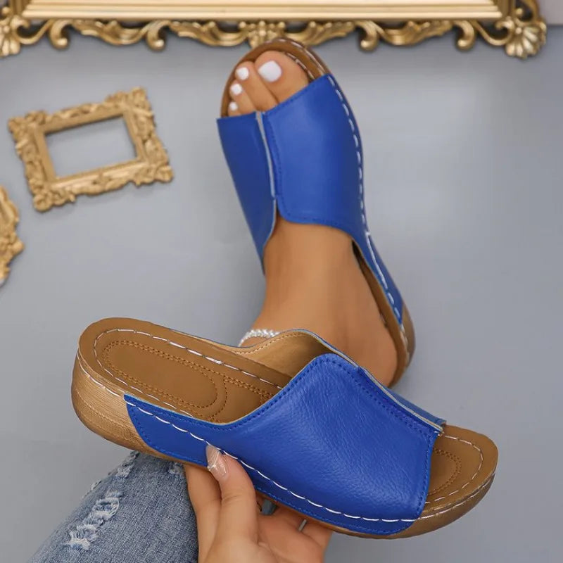 Comfortable women's slip-on platform wedge sandals, ideal for outdoor summer fashion & casual wear.